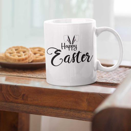 Personalised Happy Easter with Bunny Ears Mug - Add Name