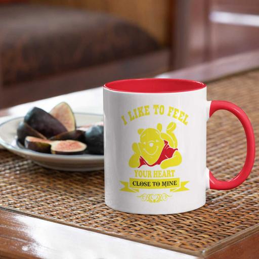 Personalised Winnie the Pooh Colour Inside Mug - 'I Like to Feel Your Heart'