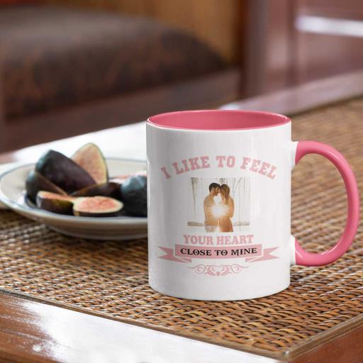 Personalised 'I Like to Feel Your Heart Close to Mine' Colour Inside Mug