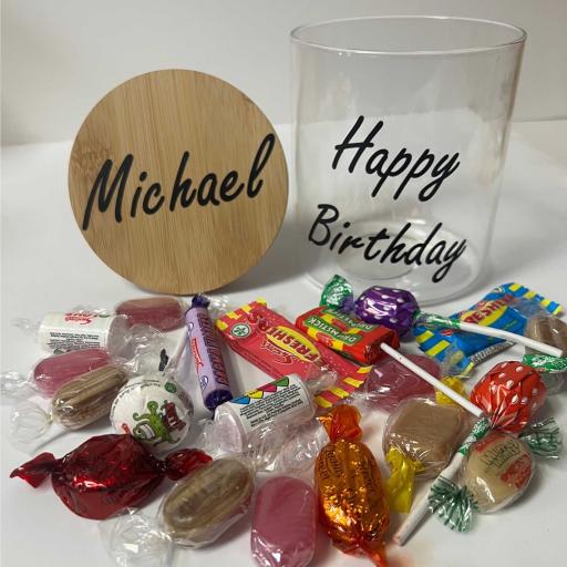 Sweets Jar with  Personalised Glass & Lid - Add name/Message