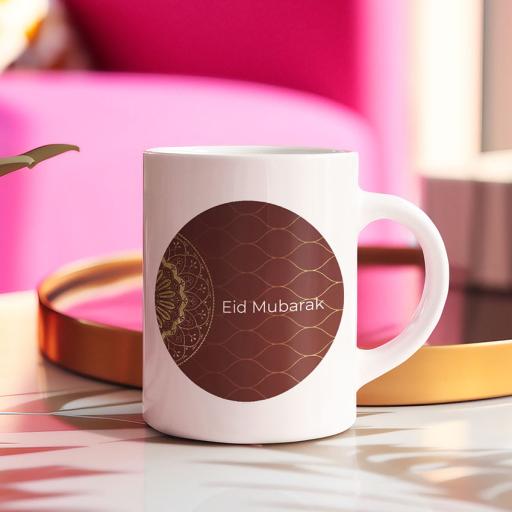 Personalised Red & Gold Eid Mubarak Mug - Add Name/Message