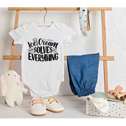 Personalised 'Ice Cream Solves Everything' Babygrow