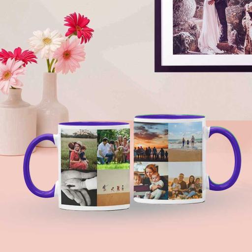 Personalised Purple Coloured Inside Mug with 8 Photo Collage