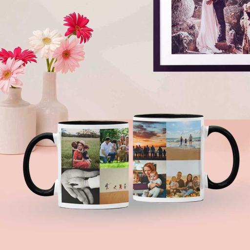 Personalised Coloured Inside Mug with 8 Photo Collage - Choose Mug Colour