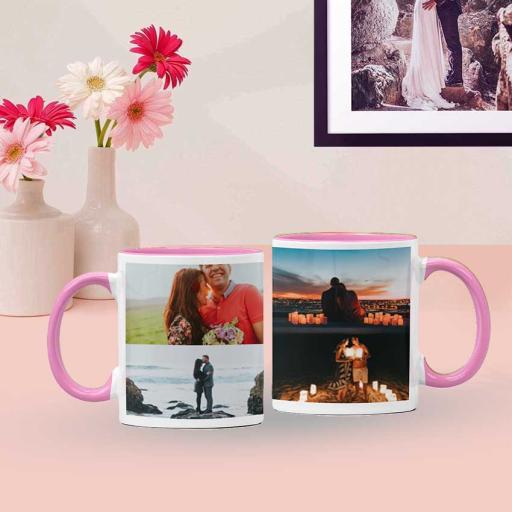 Personalised Coloured Inside Mug with 4 Photo Collage - Choose Mug Colour