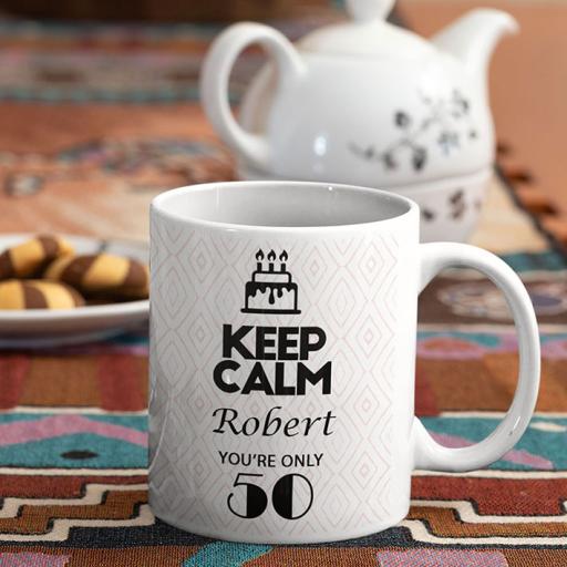 Keep Calm You are Only (AGE) - Personalised Birthday Mug - Diamond