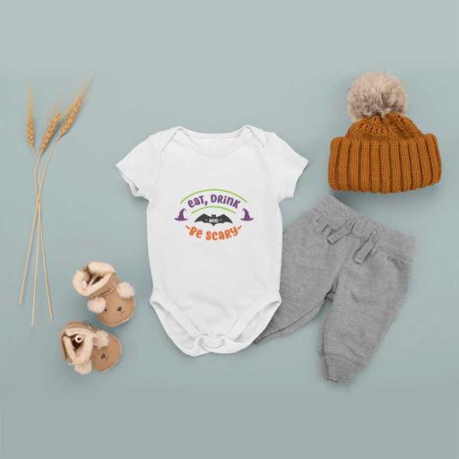 Personalised 'Eat, Drink and Be Scary' Babygrow for Halloween