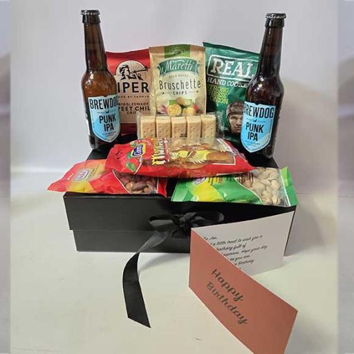 Luxury BrewDog Craft Beer and Snacks Hamper with Personalised Card