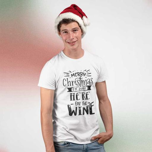 Personalised "Merry Christmas, I'm Just Here for the Wine" t-Shirt