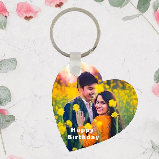 Personalised Heart Shaped Photo & Text Keyring