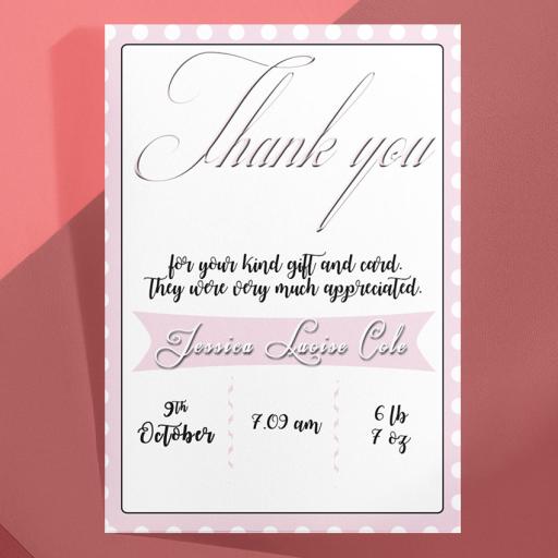 Personalised Baby Thank You Card