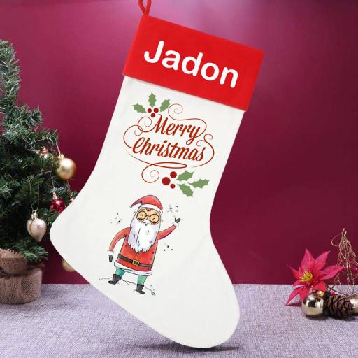 Personalised Waving Santa Christmas Stocking