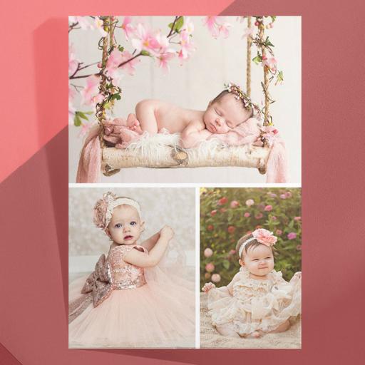 Personalised 3 Photos Folded Card with Custom Message