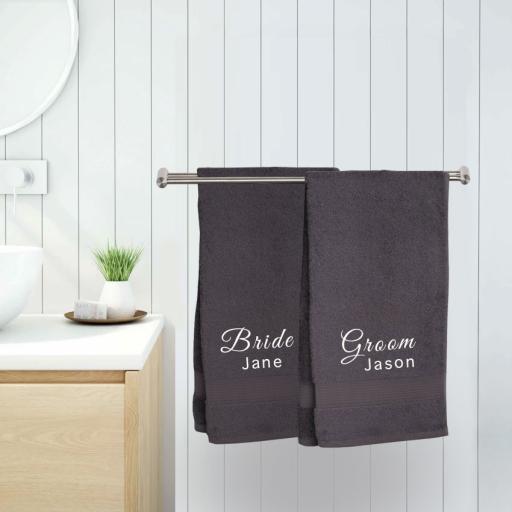 Personalised Bride & Groom Couple Embroidered Towels