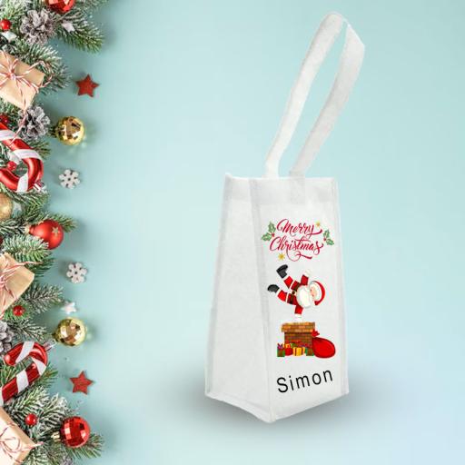 Santa in Chimney - Personalised Wine Tote Bag