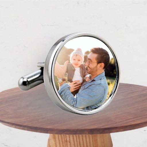 Personalised Round Photo Cufflinks with Gift Box