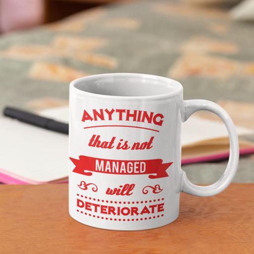 Personalised "Anything That is Not Managed Will Deteriorate" Quote Mug