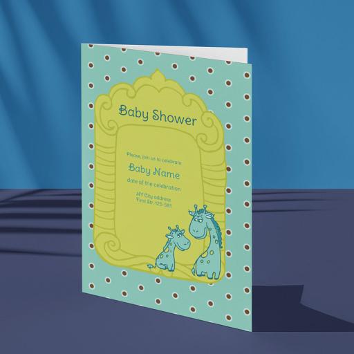 Personalised Baby Shower Invitation Card - Giraffes