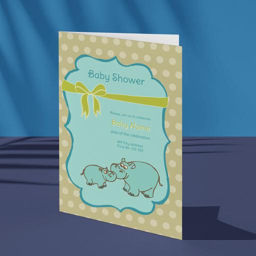 Personalised Baby Shower Invitation Card - Hippos