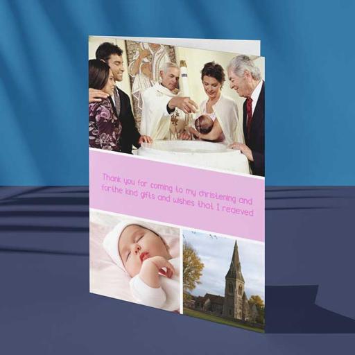 Personalised Pink Card with 3 Photos & Message
