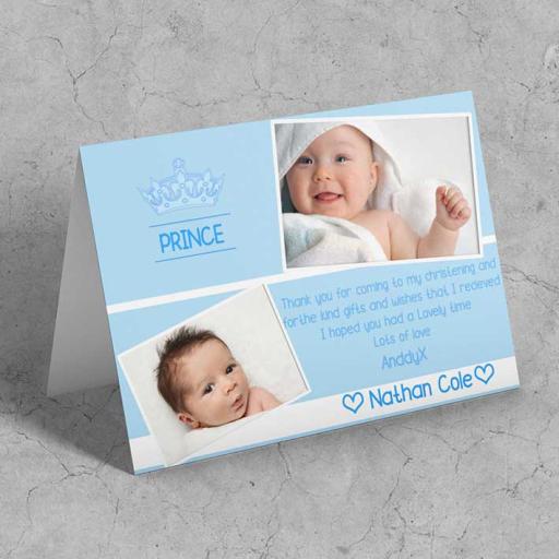 Personalised Blue Folded Card with Photos & Message