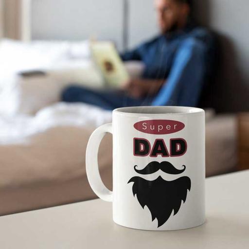Personalised 'Super Dad' Mug - with Moustache & Beard