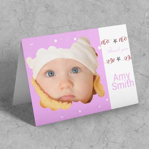 Personalised Pink Cloud Photo Folded Card