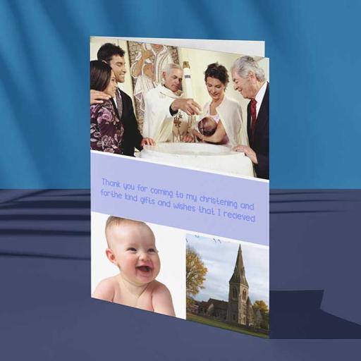 Personalised Blue Card with 3 Photos & Message