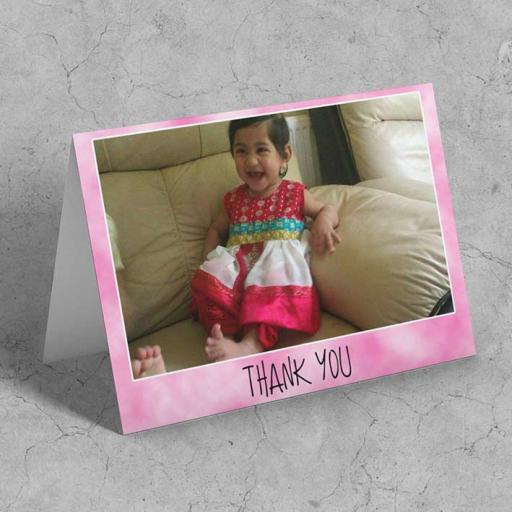 Personalised Pink Folded Photo Card with Message
